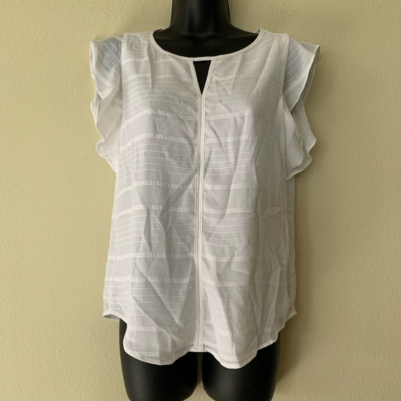 Banana Republic Tops - Banana Republic White Flutter Sleeve Shirt Top